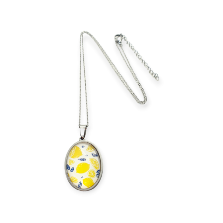 necklace steeil silver lemons